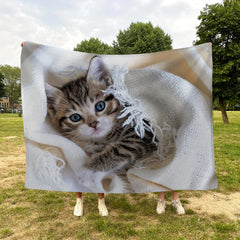 Kitten Blanket Warm Flannel Soft Plush Blanket For Outdoor Travel