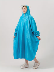 Waterproof Unisex Rain Poncho with Reusable Hood for Cycling