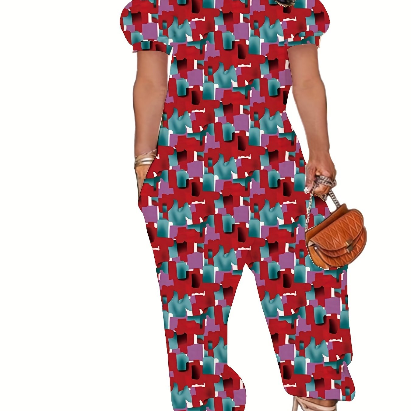 Casual Jumpsuit Women's Off Shoulder Bubble Sleeve Jumpsuit