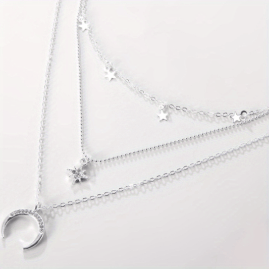 Bohemian Style Moon Golden Multilayer Necklace