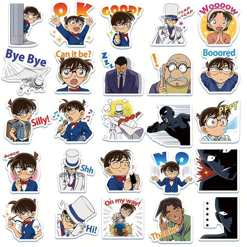 50pcs Anime Detective Stickers For Phone Laptop Skateboard Waterproof