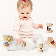 6pcs Wooden Rattle Toy Set Infant Soothing Music Toys