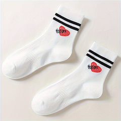Heart Print Mid Tube Socks Women's Stockings