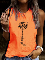 Dandelion Print Tank Top Women's Sleeveless Summer Tank Top