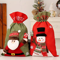 Large 3D Sackcloth Xmas Gift Bag Santa Back Bag