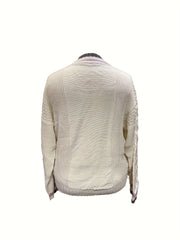 Colorblock Jacquard Long Sleeve V Neck Sweater
