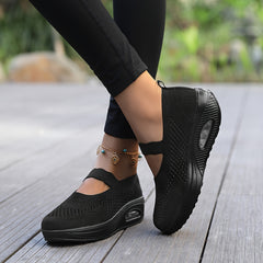 Women's Air Cushion Wedge Sneakers Breathable Slip on Mesh Sneakers
