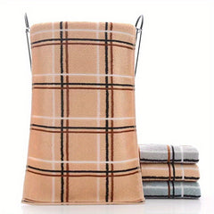 Plaid Pattern Hand Towel Cotton Soft Absorbent Towel Bathroom Gym 13.78x29.53in