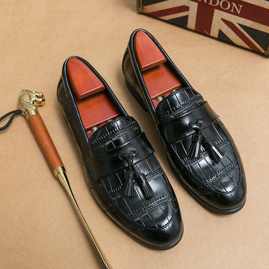 Men's Tassel Loafer Shoes Casual Slip On Textured Shoes