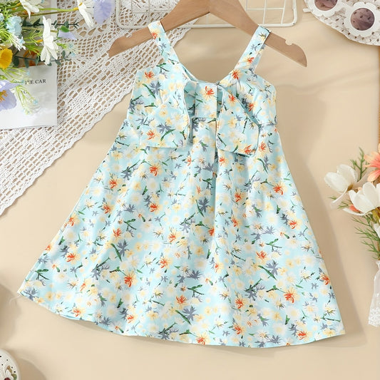 Toddler Girls Flowers Graphic Bow Cami Princess Dress