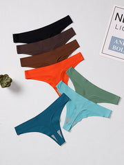 7pcs Seamless Low Waist Thongs Breathable Panties Lingerie Women's Underwear