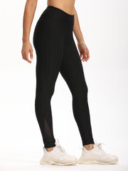 High Waist Butt Lifting Yoga Pants with Mesh Contrast