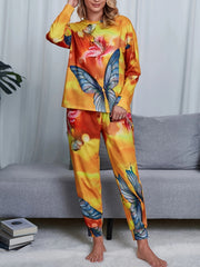 Tie Dye Print Lounge Set Long Sleeve Top & Pants Women's Loungewear