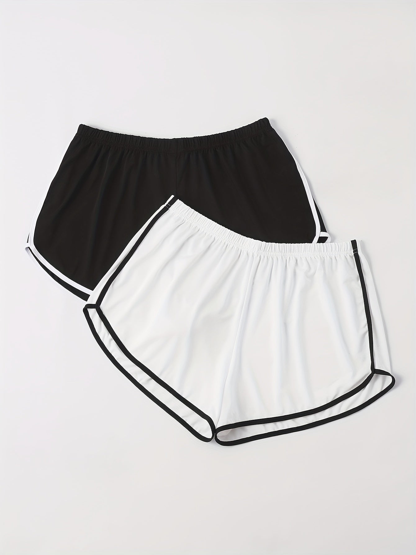 2 Pack Plus Size Casual Pajama Shorts Set Women's Plus Wide Leg