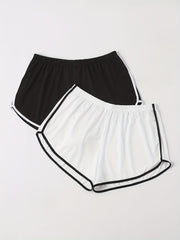 2 Pack Plus Size Casual Pajama Shorts Set Women's Plus Wide Leg