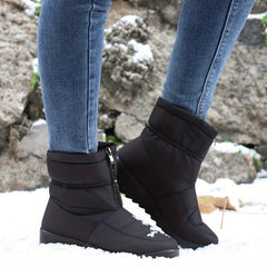 Women's Solid Snow Boots Front Zipper Platform Short Boots