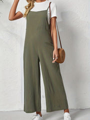 Wide Leg Overall Jumpsuit Casual Solid Overall Jumpsuit