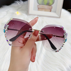 Rhinestone Gradient Sunglasses UV400 Shades for Summer Beach Party