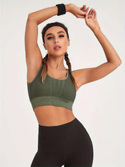 High Elastic Wide Strap Sports Bra Cutout Fitness Yoga Running Bra