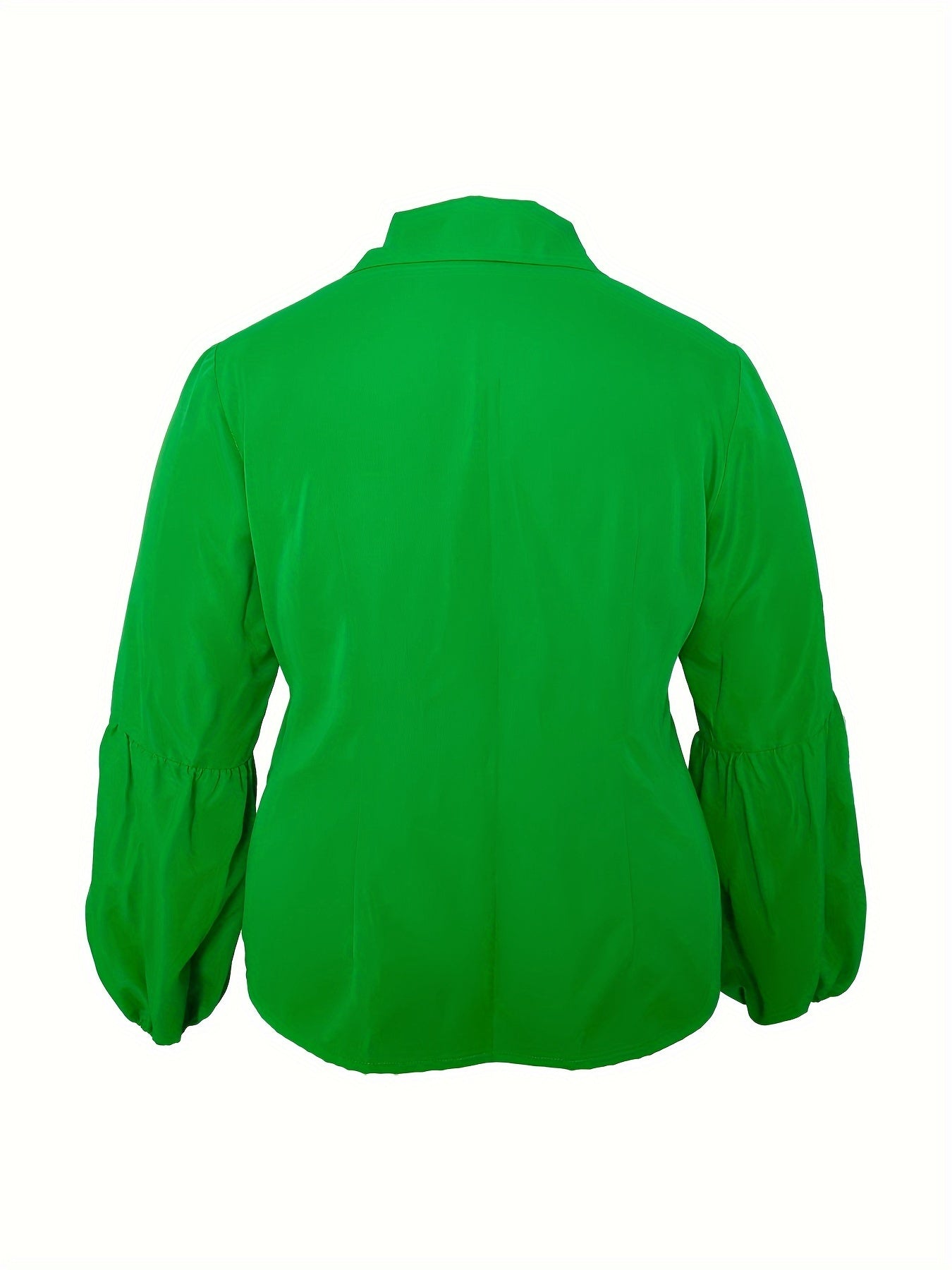 Solid Button Up Lantern Sleeve Blouse