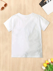 Girls Pony Print Short Sleeve T Shirt Crew Neck Summer Top For Kids