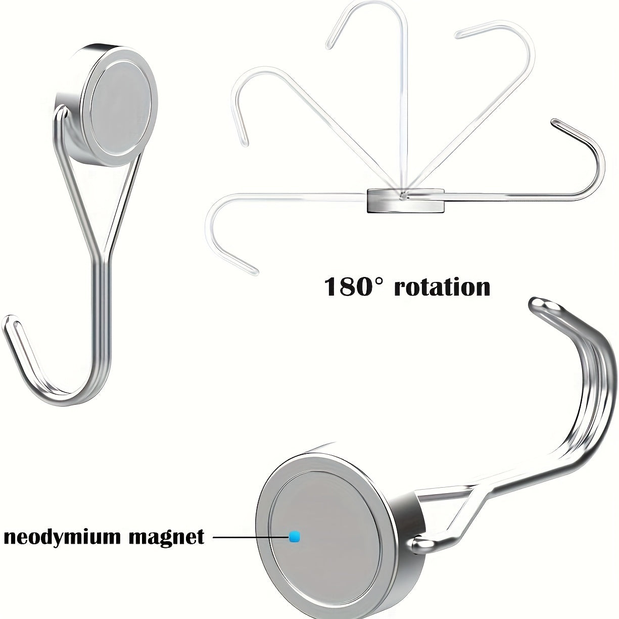 Neodymium Magnet Hooks Heavy Duty 30Lbs Swivel Hook Refrigerator Fridge Grill