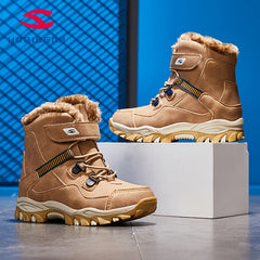 Men's Snow Boots Warm Fleece Ankle Boots Plush Cozy Outdoor Hiking Shoes