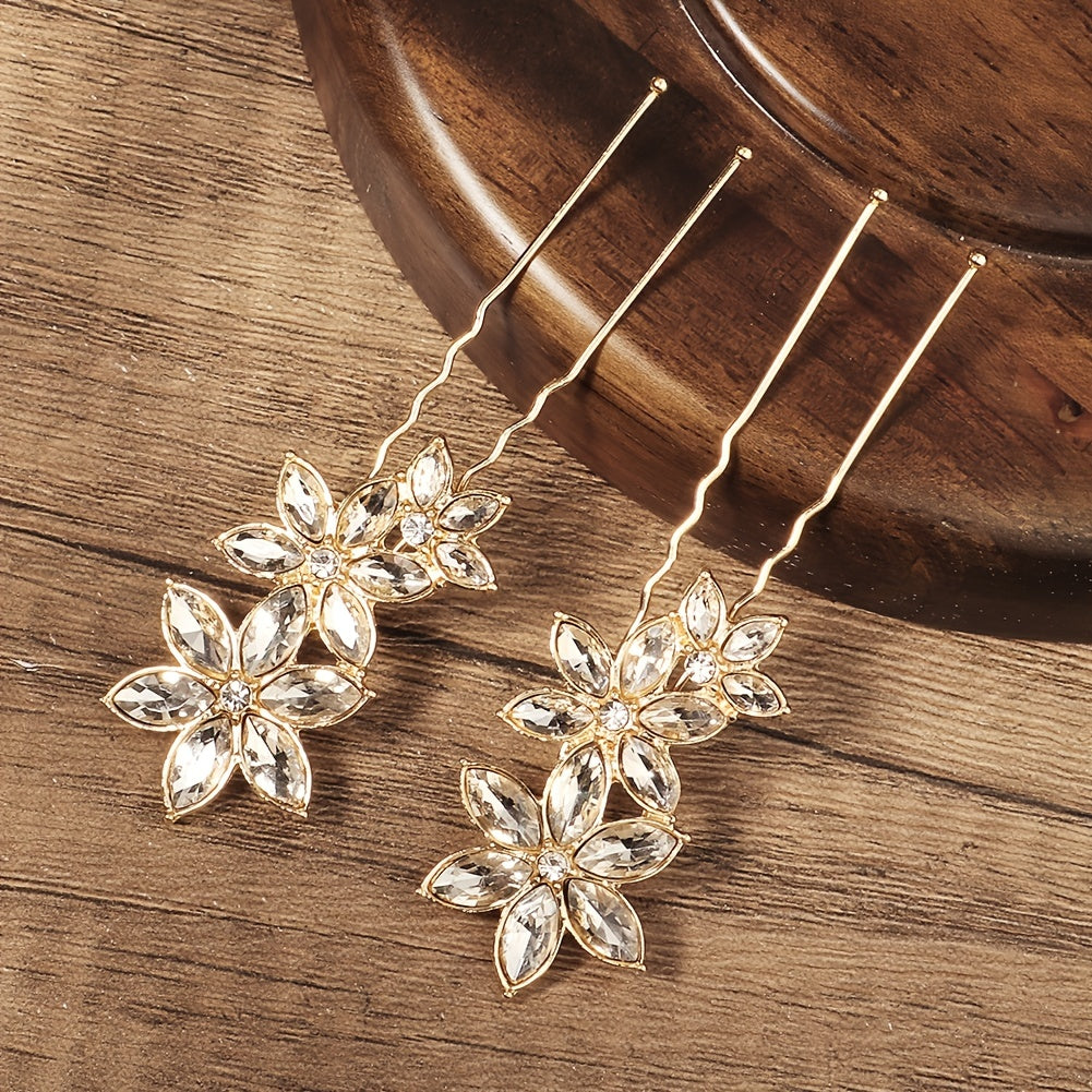 Rhinestone Hair Pins Star Floral Hair Accessories For Brides