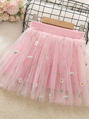 Toddler Girls Flower Embroidery Tutu Skirt Summer Party Dance Training Ballet