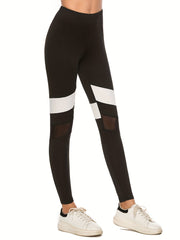 Contrast Mesh Insert Leggings Sporty Skinny Leggings