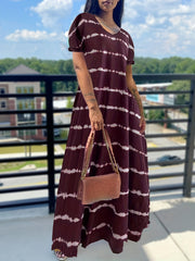 Striped Ruffle Sleeve Tee Dress