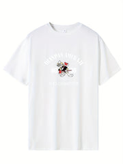 Men's Printed Leisure Sports T shirt Casual Stretch Round Neck Tee Shirt