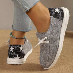 Women's Casual Canvas Shoes Star Pattern Low Top Slip On Sneakers