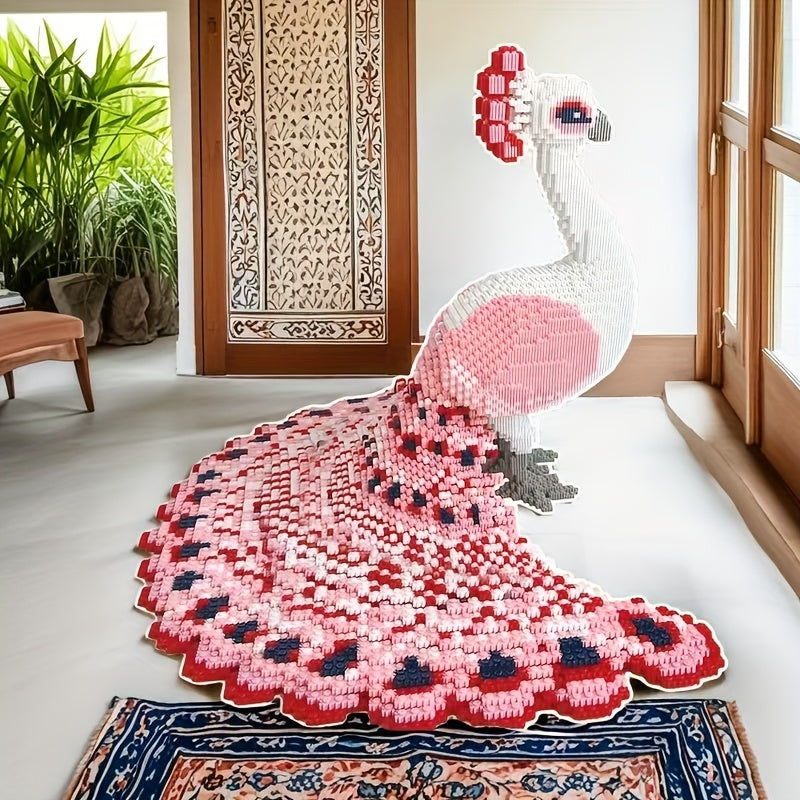 Pink Peacock 3D Puzzle Blocks Assembly Parts Creative Decorations