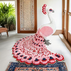 Pink Peacock 3D Puzzle Blocks Assembly Parts Creative Decorations