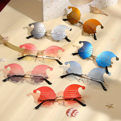 Santa Lens Metal Frame Sunglasses Halloween Christmas Party Decor