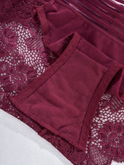 3pcs Lace Briefs Scallop Trim Panties Women's Lingerie