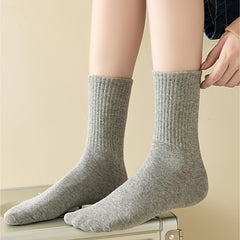 Comfy Ribbed Sport Socks Breathable Mid Tube Women's Stockings