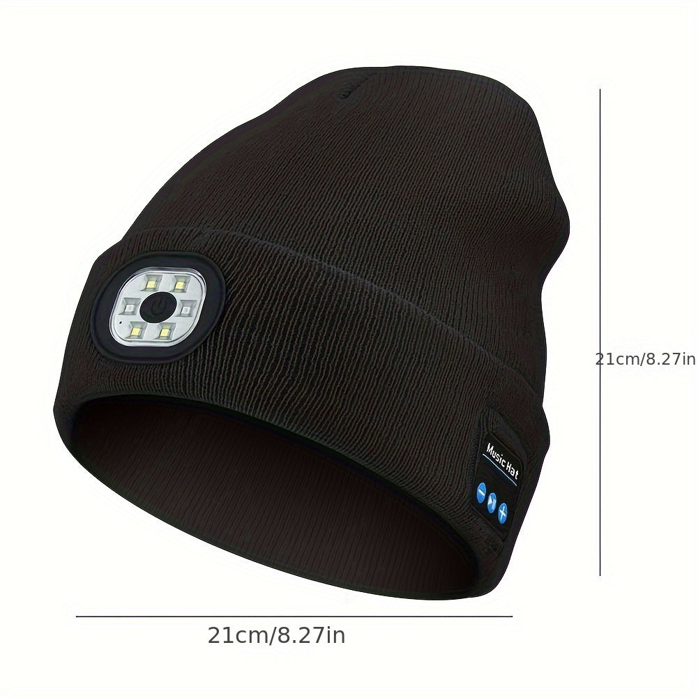 LED Light Hat Wireless Function Beanie Hat Rechargeable Knit Warm Hat