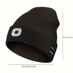 LED Light Hat Wireless Function Beanie Hat Rechargeable Knit Warm Hat
