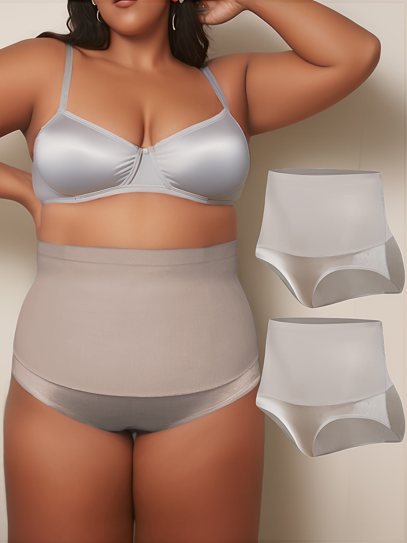2 Pack Plus Size Seamless Tummy Control Panties Set
