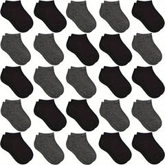 25 Pairs Boys Kids Ankle Socks Casual Plain Breathable Comfy Low Cut Boat Socks