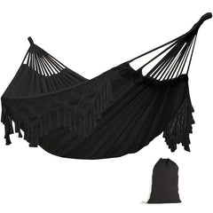 1pc Fringed Hammock With Straps for Outdoor Camping Travel