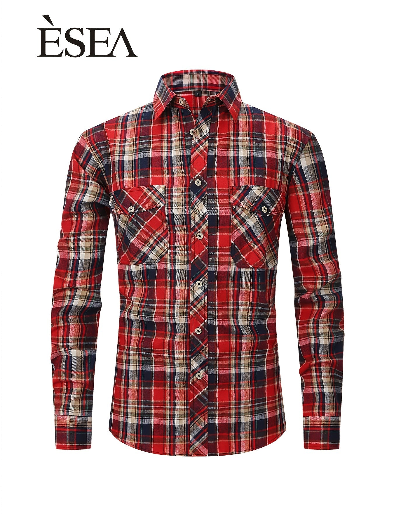 Men's Double Pocket Brushed Check Flannel Shirt