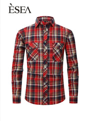 Men's Double Pocket Brushed Check Flannel Shirt