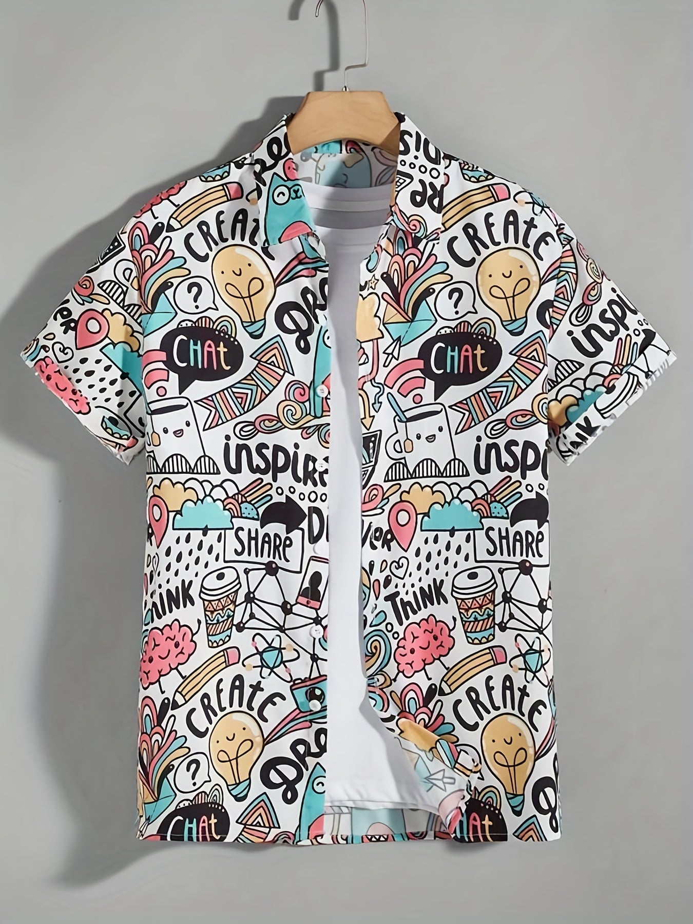 Men's Cartoon Print Hawaiian Shirt for Summer Vacation