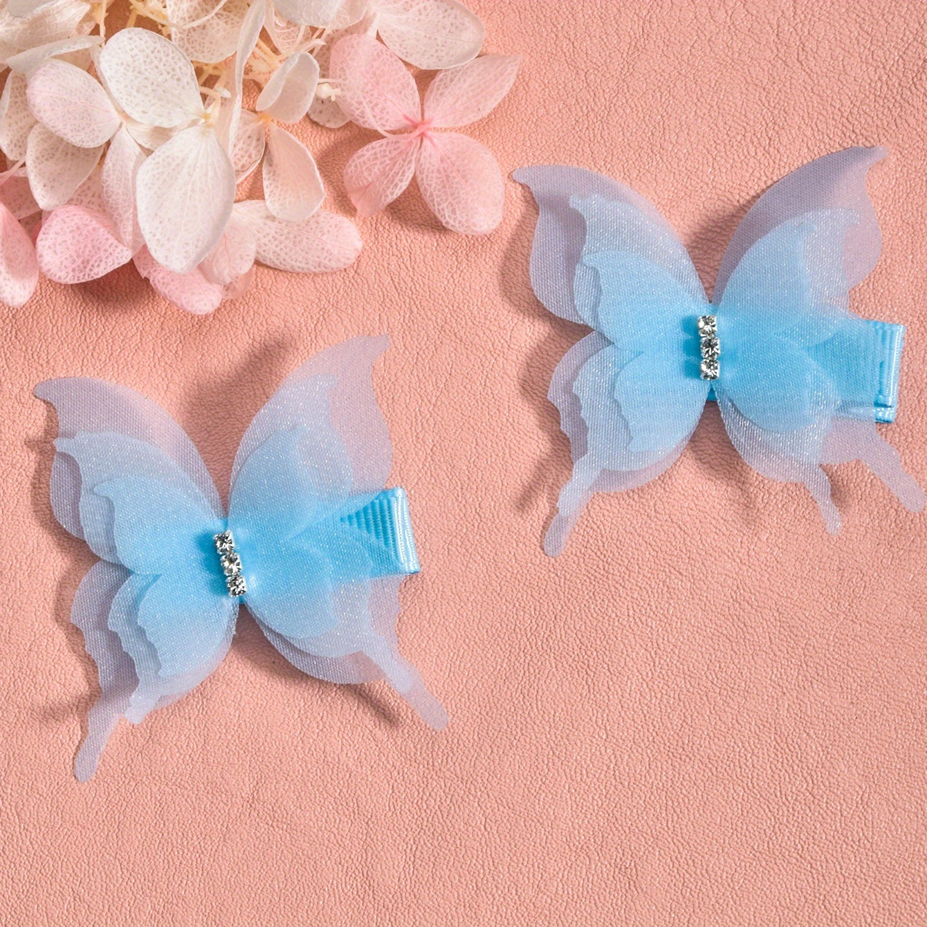 2pcs Chiffon Butterfly Hair Clips - Perfect Holiday Party Gift