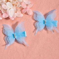 2pcs Chiffon Butterfly Hair Clips - Perfect Holiday Party Gift