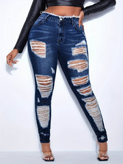 High Waisted Raw Trim Skinny Jeans