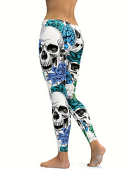 Spooky Halloween Skull Leggings High Stretch Workout Pants